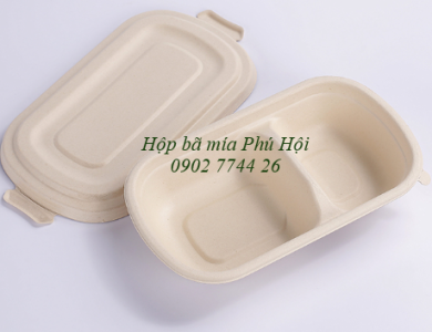 Hộp bã mía 1 ngăn kèm nắp nhựa PET 700ml
